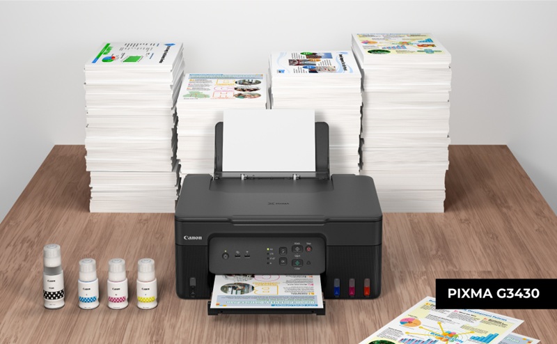 Imprimante Canon PIXMA G3430 MegaTank couleur rechargeable 3-en-1 sans fil, noir – Image 5
