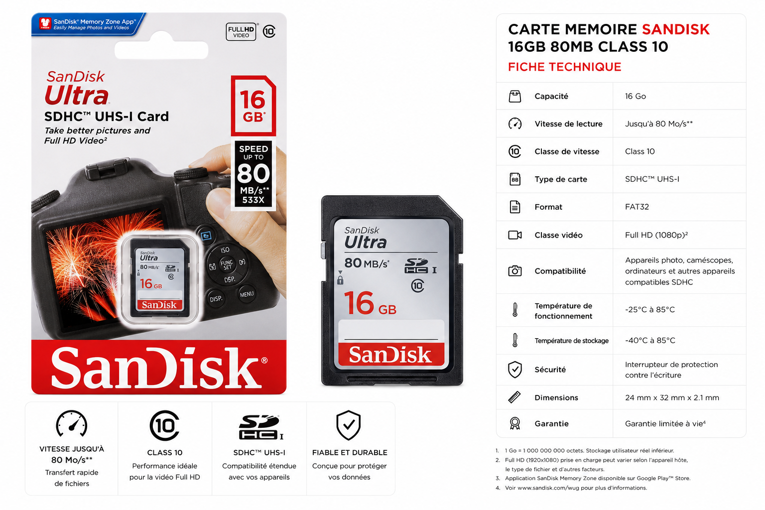CARTE MEMOIRE SANDISK 16GB 80MB CLASS 10 – Image 4