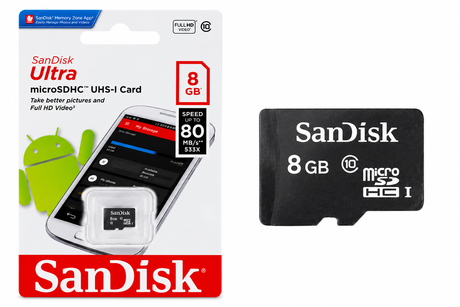 CARTE MEMOIRE SANDISK MICRO SD 8GB – Image 2